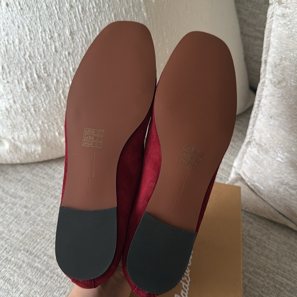 NWT Madewell Greta Suede Ballet Flats Ballerina Ruby Port Red Burgundy Leather - Picture 9 of 10